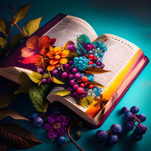 Bible with Fruit and Flowers